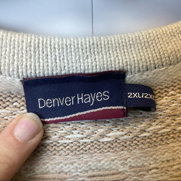 DENVER HAYES cream and tan 2XL women’s sweater neck Crewneck - Picture 4 of 5